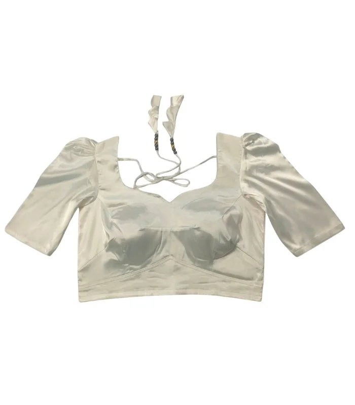 Picture of White Color Semi Backless Blouse For Women