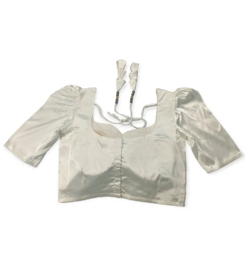 Picture of White Color Semi Backless Blouse For Women