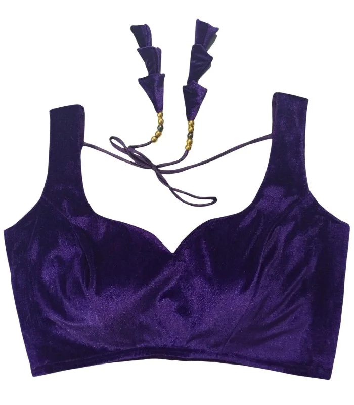 Picture of Purple color Velvet sleeveless Blouse For Girls
