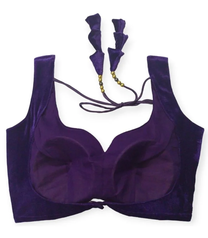 Picture of Purple color Velvet sleeveless Blouse For Girls