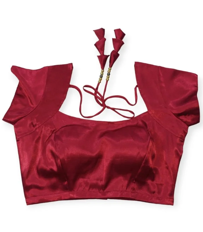 Picture of Maroon Color Semi Backless Blouse For Women