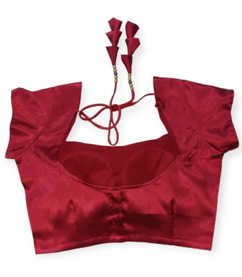 Picture of Maroon Color Semi Backless Blouse For Women