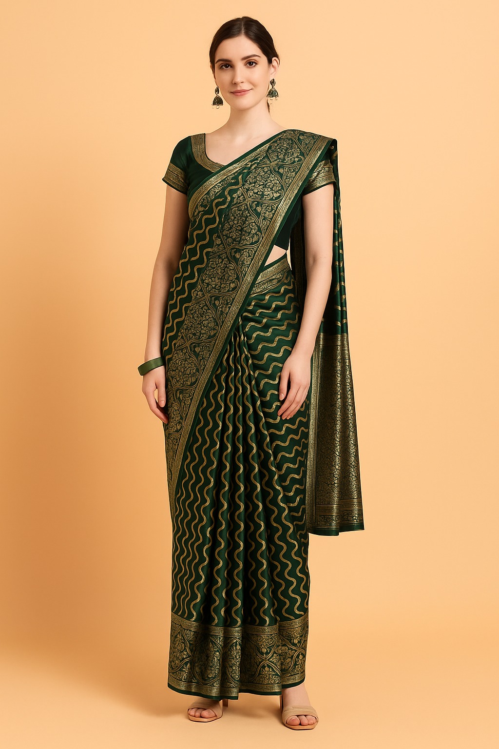 Picture of Wonen's Stylish & Glorious Printed Silk Saree With Blouse Piece - MN-757