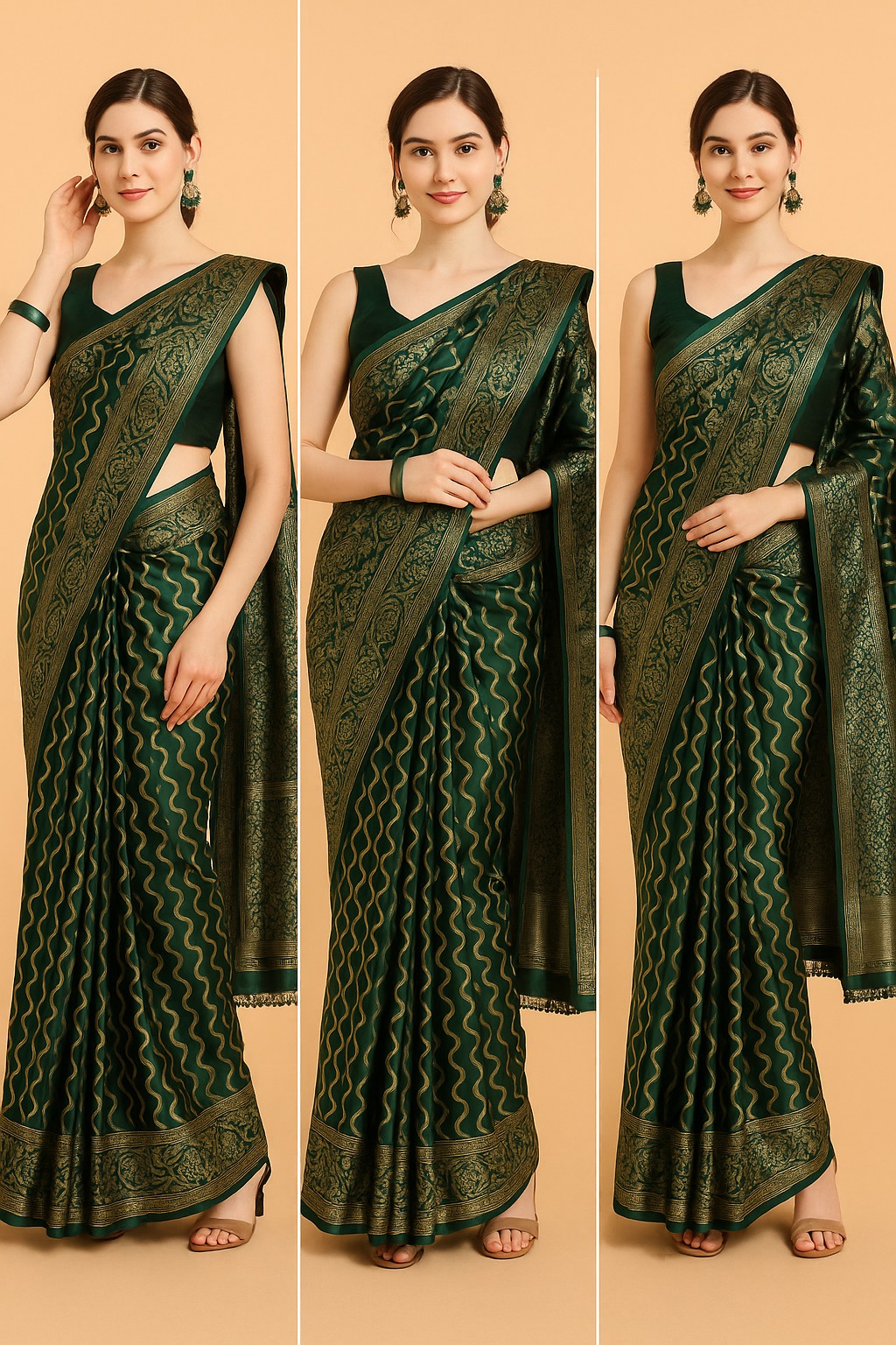 Picture of Wonen's Stylish & Glorious Printed Silk Saree With Blouse Piece - MN-757
