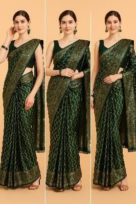 Picture of Wonen's Stylish & Glorious Printed Silk Saree With Blouse Piece - MN-757
