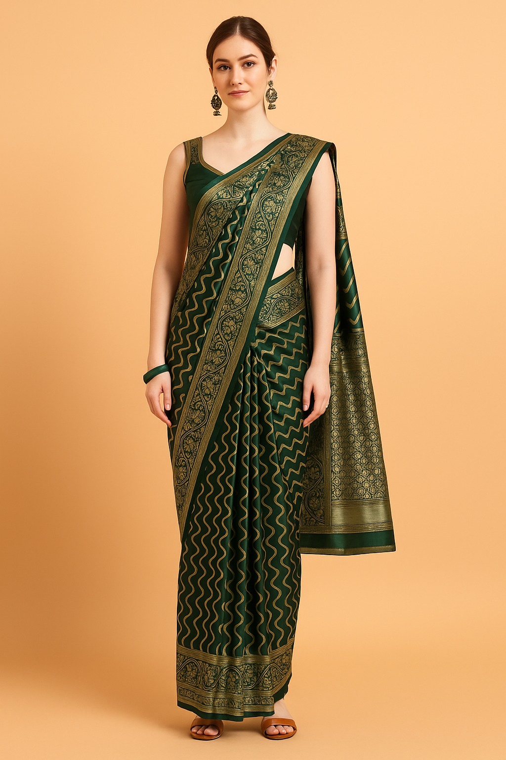 Picture of Wonen's Stylish & Glorious Printed Silk Saree With Blouse Piece - MN-757