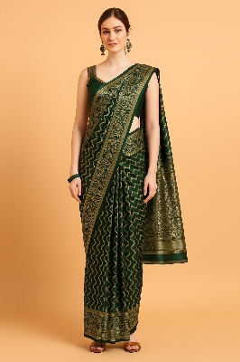 Picture of Wonen's Stylish & Glorious Printed Silk Saree With Blouse Piece - MN-757
