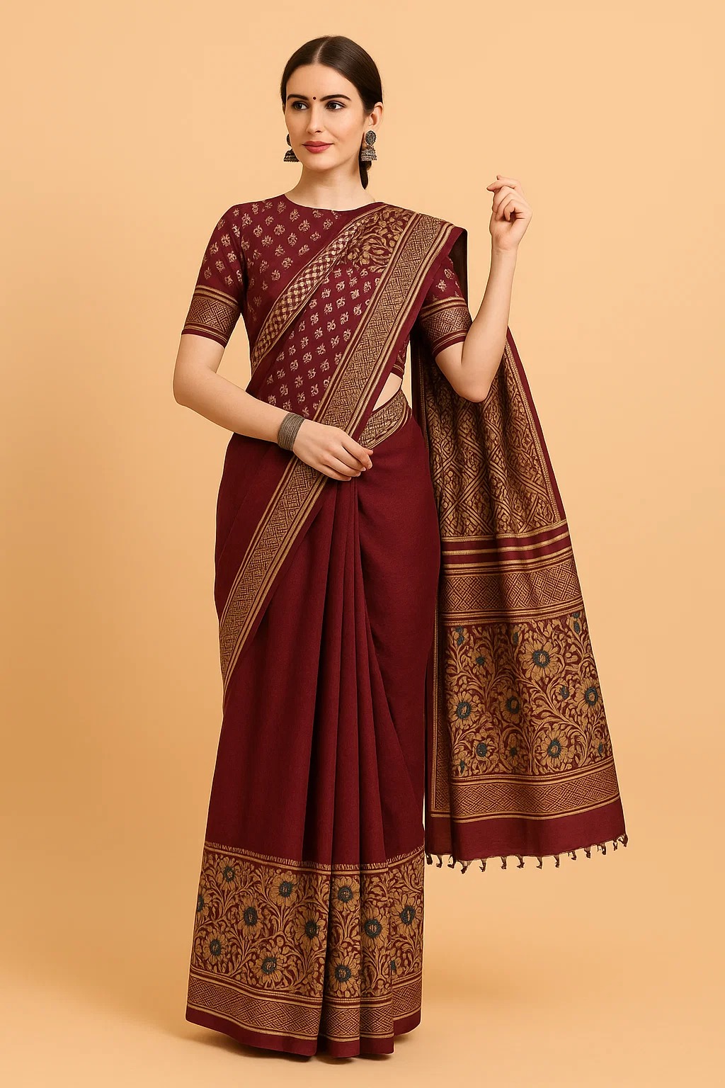 Picture of Women's Stylish & Glorious Printed Silk Saree With Blouse Piece - MN-756