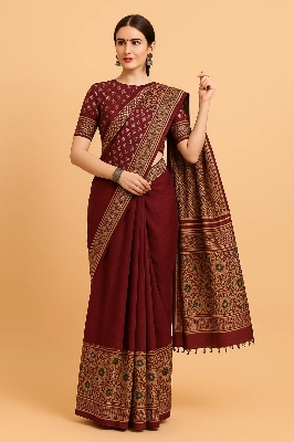 Picture of Women's Stylish & Glorious Printed Silk Saree With Blouse Piece - MN-756