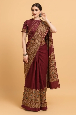 Picture of Women's Stylish & Glorious Printed Silk Saree With Blouse Piece - MN-756
