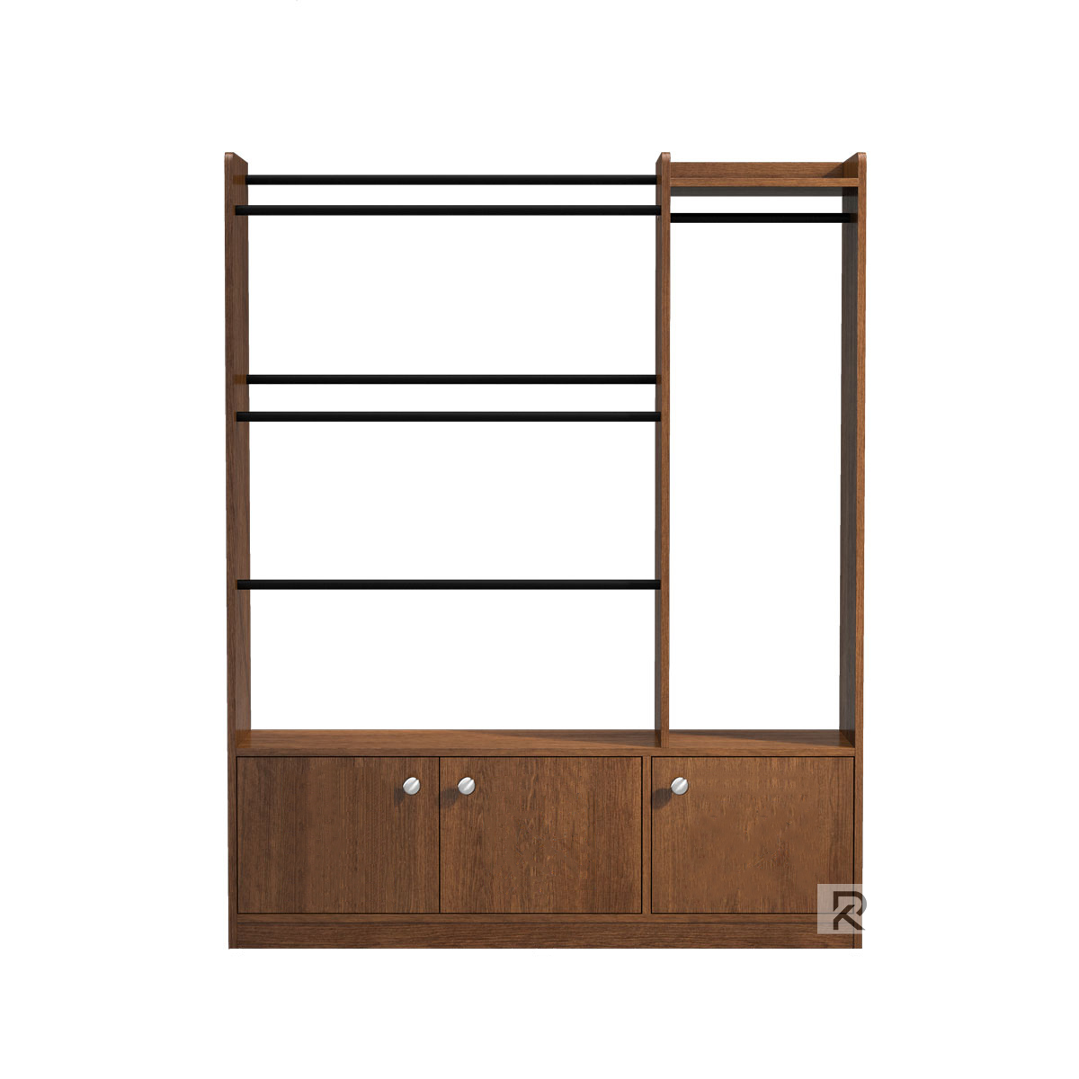 Picture of RK Furniture Modern Alna With 3 Storage Cabinet and Shelf for Home