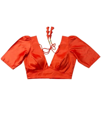 Picture of New Orange Color Semi Backless Blouse For Girls