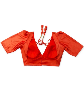 Picture of New Orange Color Semi Backless Blouse For Girls