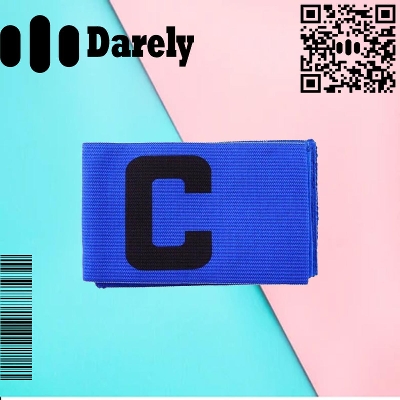 Picture of Elastic Football Soccer Captain Armband with Letter C Printed Blue