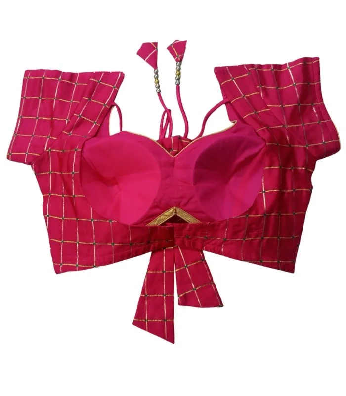 Picture of Hot Pink Color Katan Blouse For Women