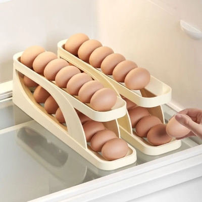 Picture of Egg Storage Box Large Capacity Kitchen Refrigerator Egg Case Organizer Holder Box Plastic Egg Dispenser Container Case  Storage