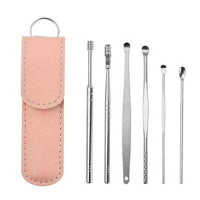 Picture of 6 PCS Ear Pick Set Portable Ear Cleaner Set Stainless Steel With Leather Case