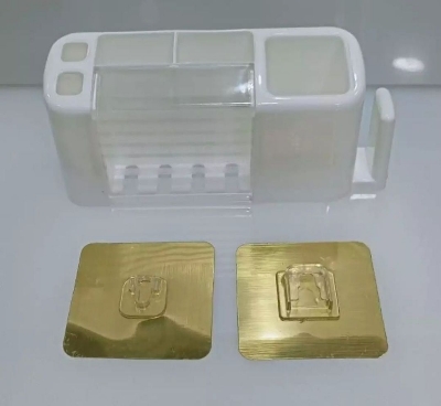 Picture of 1pcs Toothbrush holder punch-free modern minimalist rack wall-mounted toothbrush holder bathroom creative home family of four - bathroom corner shelf multicolor