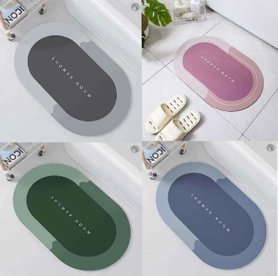 Picture of Super Absorbent Floor Mat, Memory Foam Bath Mat Absorbent Super Cozy Soft Strong Non-Slip Pvc Bathroom Rug Easy to Clean