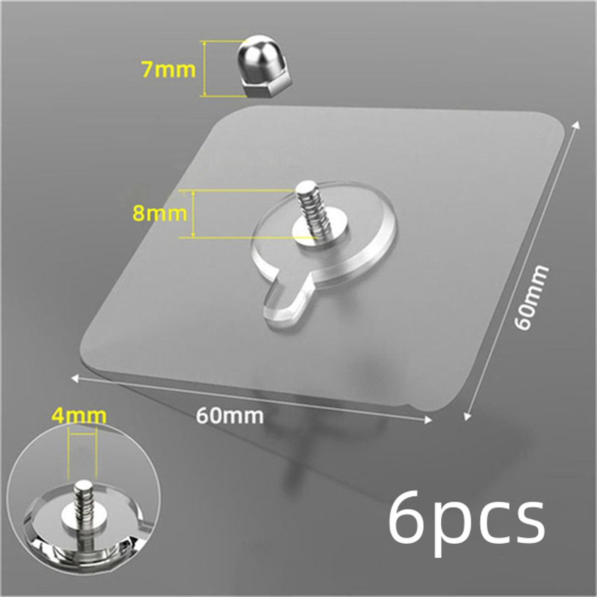 Picture of 6Pcs Strong Self Adhesive Nails Poster Seamless Wall Hook Waterproof Durable Transparent Screw Hanger Hook for Kitchen Bathroom -Nut  Wall Hook