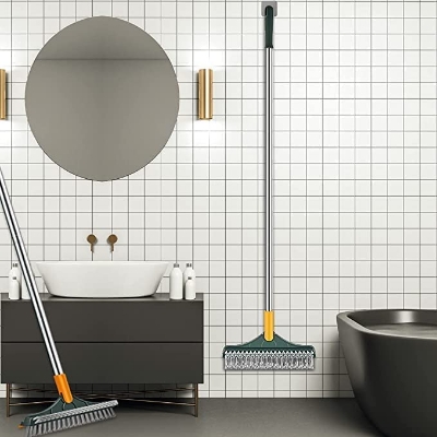 Picture of 3 in 1 Tiles Cleaning Brush, Bathroom Brush with Long Handle, 180° Rotate Bathroom Floor Cleaning