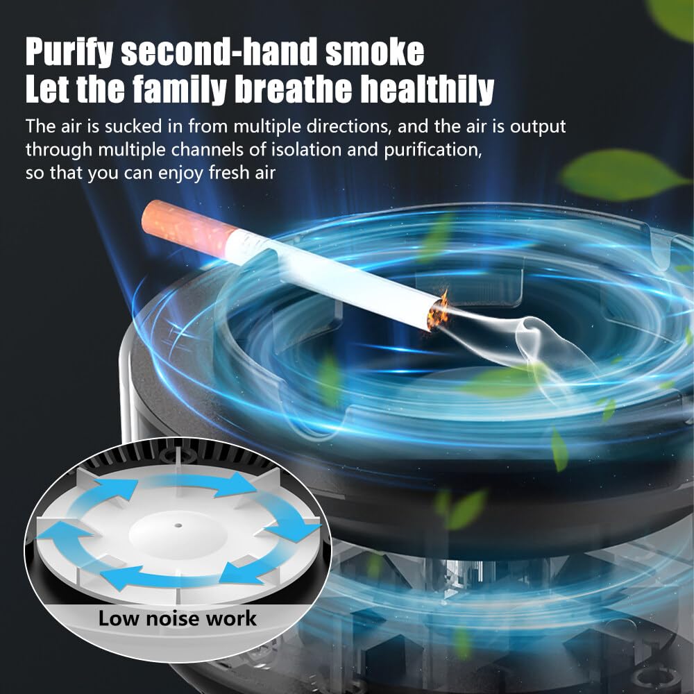Picture of 1pcs Smokeless Ashtray with Air Purifier, 2 in 1 Ashtray Air Purifier, 360 Degree Ashtray Extractor Ashtray with Filter Best for Home, Car or Office