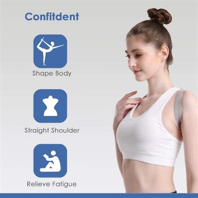 Picture of Posture Corrector Back Brace with Smart Sensor Vibration Reminder, Adjustable Back Shoulder Lumbar Waist Support Belt for Men and Women Back Posture