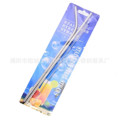 Picture of Reusable BPA-Free Metal, Thick, Long, Dishwasher Safe Stainless Steel Drinking Straws, 10.5 Inches (1 Bend and 1 Straight and 1 Cleaning Brushes) (Pack of 3)