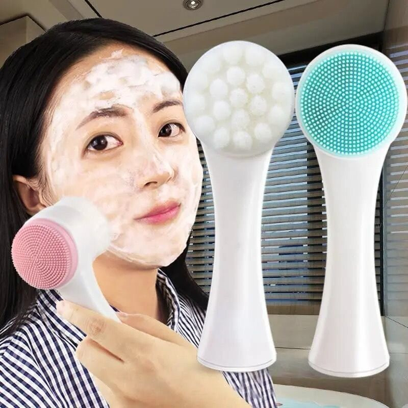 Picture of Hot Double-Sided Silicone Cleansing Brush: Portable Deep Pore Cleaning and Massage Tool
