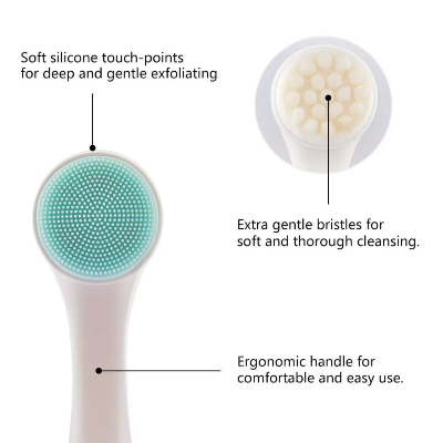 Picture of Hot Double-Sided Silicone Cleansing Brush: Portable Deep Pore Cleaning and Massage Tool