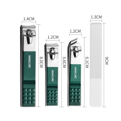 Picture of Nail Cutter Set, Ultra Sharp Sturdy Fingernail Toenail Clipper Nail Clipper with Glass file 4 Pcs set for men women adult nail cutter set for Thick Toenails & Nails (GREEN Set of 4 with Box)