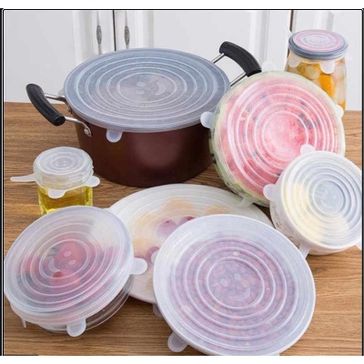Picture of 6 Pcs Kitchen Reusable Silicone Stretch Seal Lid Preservation Vacuum Food Storage Bowl Cover