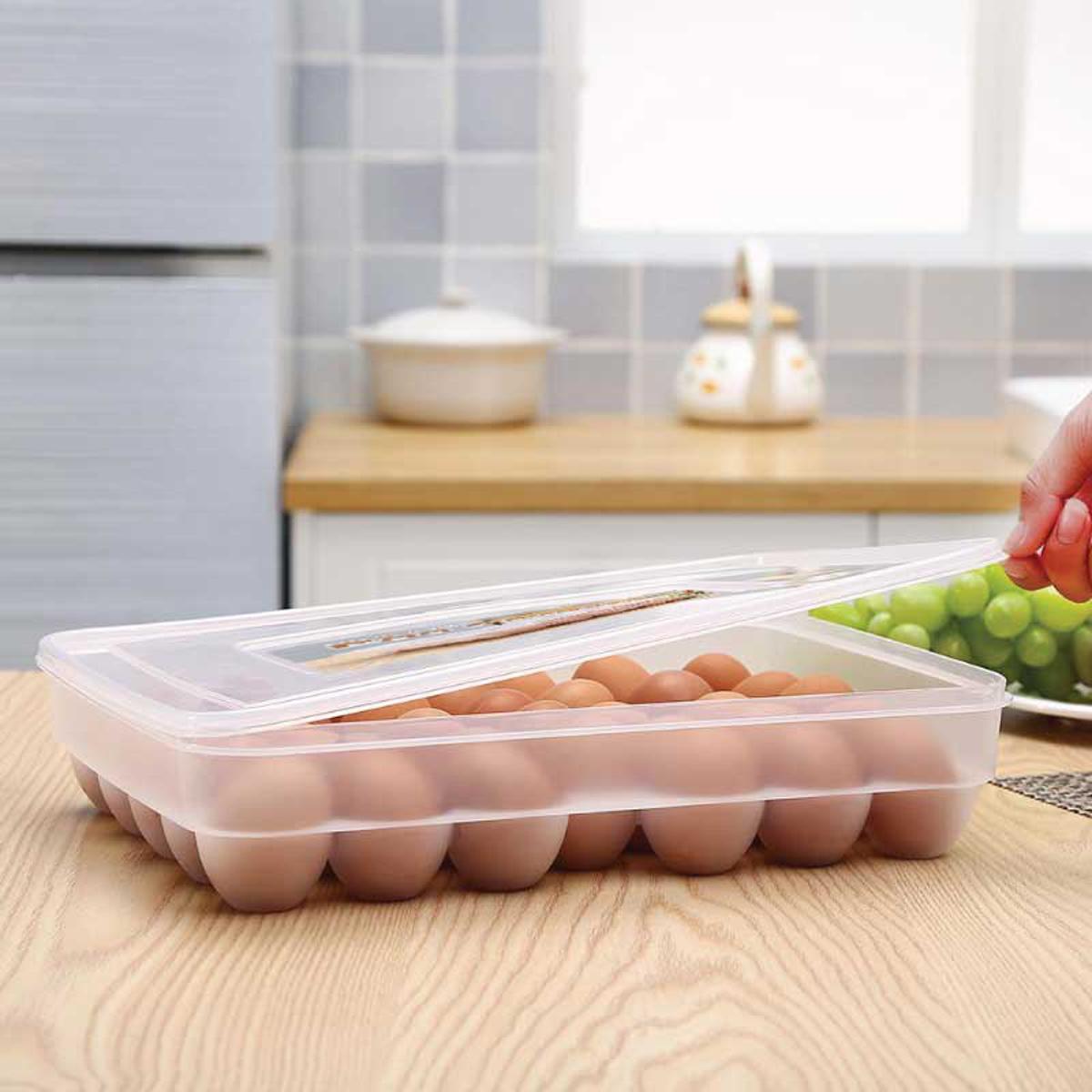 Picture of 34 Grids Egg Storage Box Large Capacity Kitchen Refrigerator Egg Case Organizer Holder Box Plastic Egg Dispenser Container Case