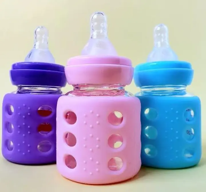 Picture of Indulge Durablity - Unique Make - Handle in 60ml and high quality baby glass feeder bottle with silicone cover - Vintage Choice