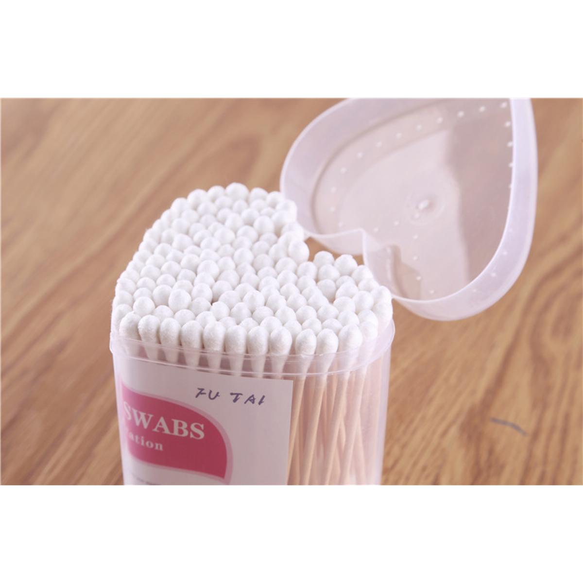 Picture of Raund-sized double-ended wooden stick cotton swab 100+ pcs Cotton Bars Buds
