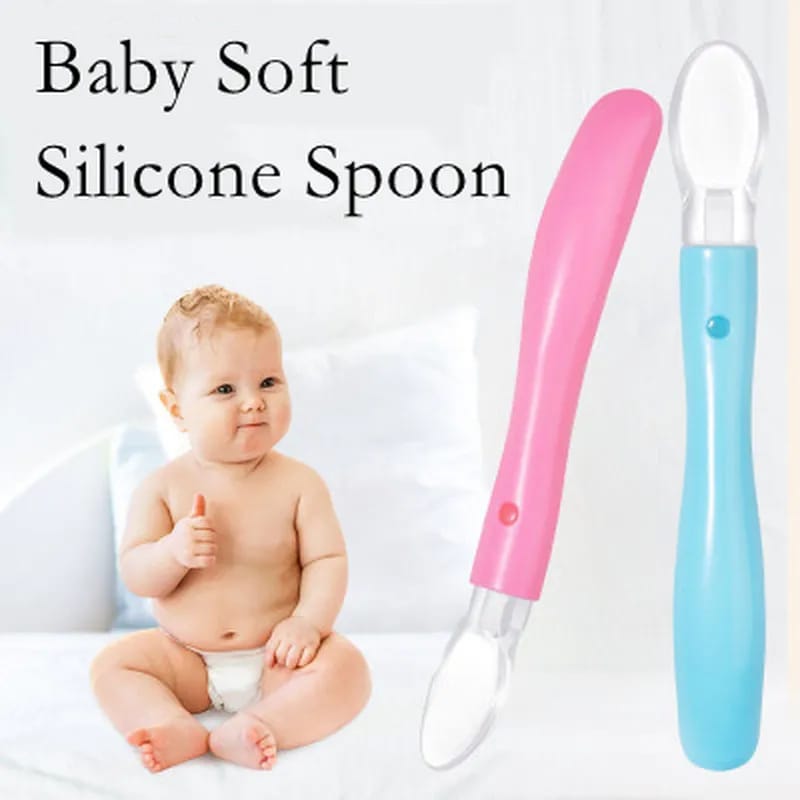 Picture of Transparent Newborn Baby Soft Silicone Baby Lovely Feeding Spoon Flatware Lovely Gifts For Kids