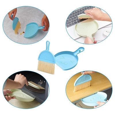 Picture of Dustpan and Brush Set, 1Pcs Mini Cleaning Dustpan and Broom Portable Sweeper with Hand Broom Brush for Computer Multicolor