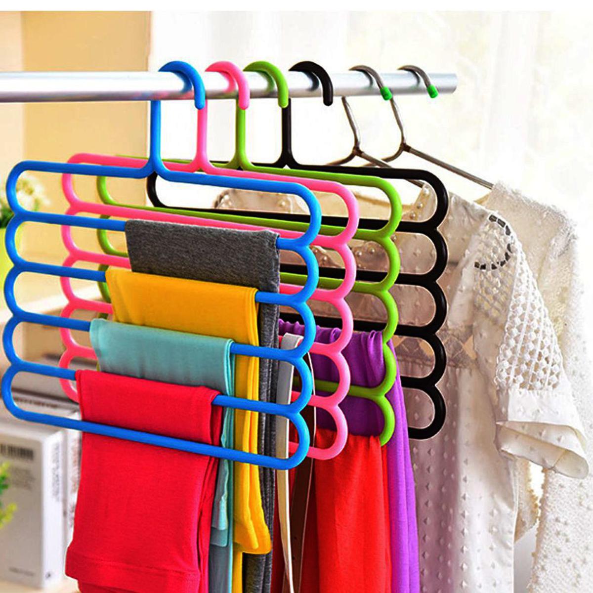 Picture of (3Pcs-1Pack) 5 Layer Magic Hanger: Anti-Slip Multi-Purpose and Multi-Functional Magic Multiple Layer Trousers Hangers Hanger