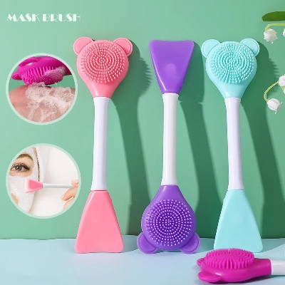 Picture of 1Pcs Bear Silicone Double Head Facial Mask Brush Mask Adjusting Beauty Mud Film Facial Brush Makeup Tools Blackhead Removal
