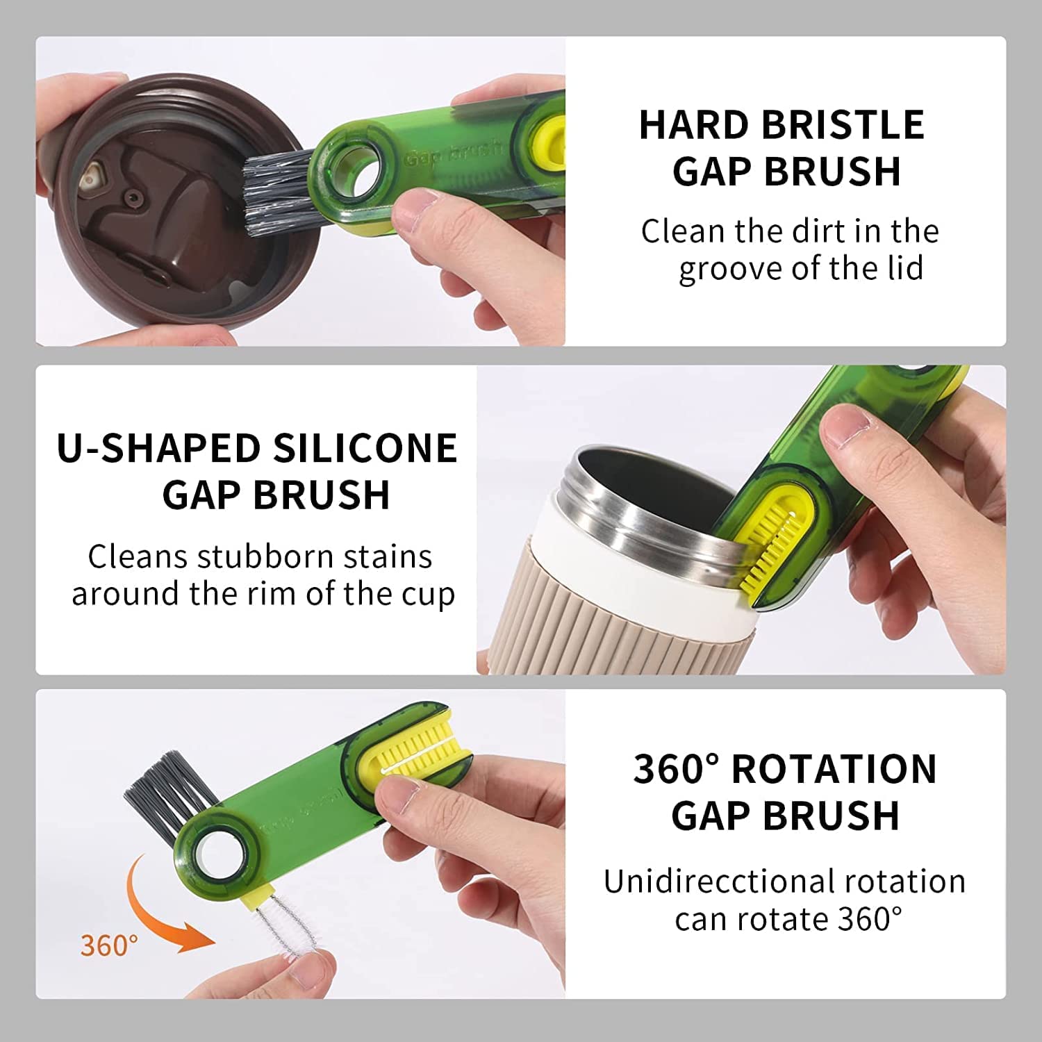 Picture of 3 in 1 Cup Lid Cleaning Brush Set Multifunctional Bottle Brush Cleaner Tiny Bottle Cup Lid Brush