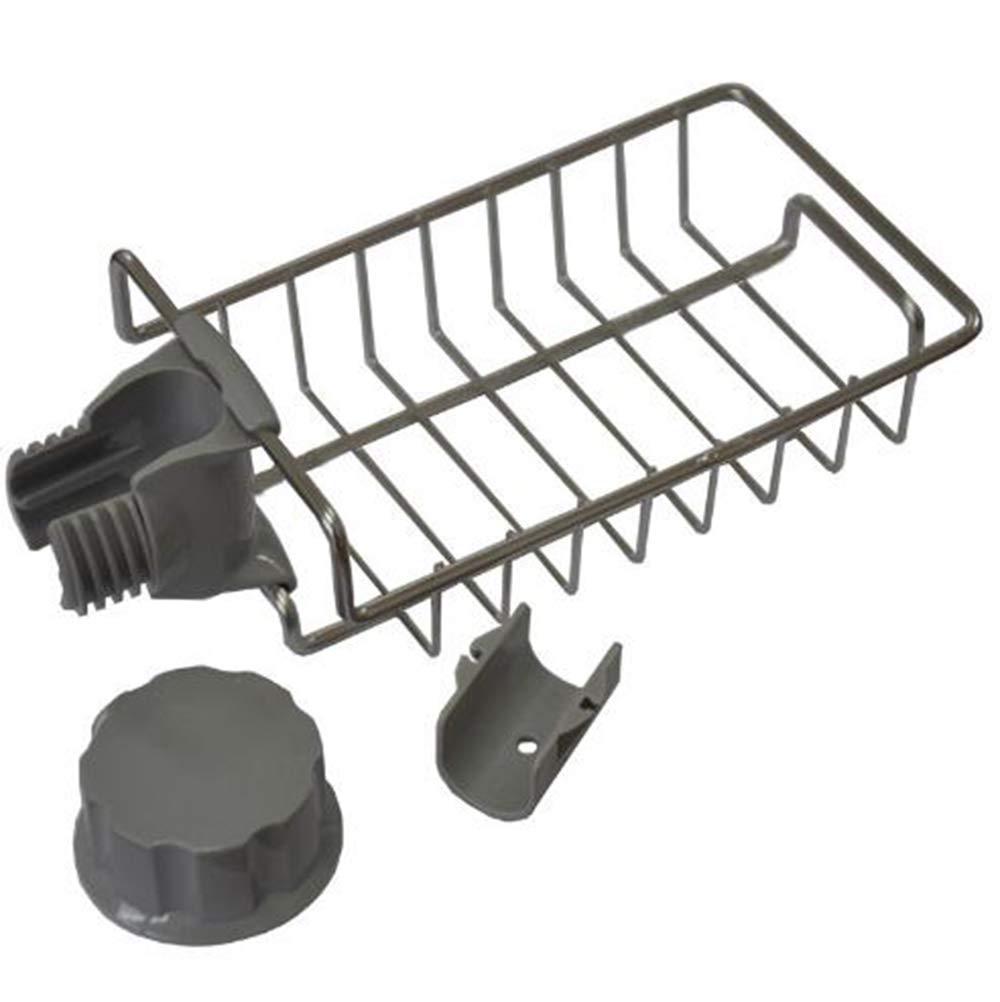 Picture of 1pcs Hanging Faucet Rack Stainless Steel Adjustable Height, Flexible and Rotatable Small Sink Drain Rack, Suitable for Soap, sponges, brushes, rags, etc.