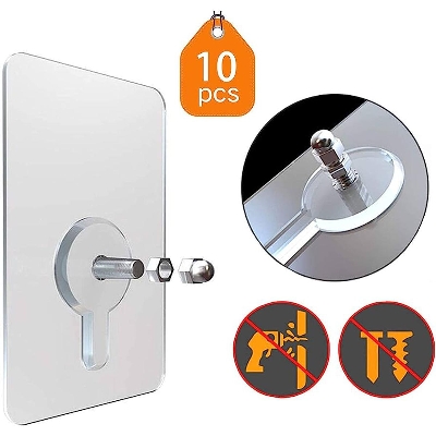 Picture of 10 pcs Strong Adhesive Seamless Sticky Wall Hook Nail Mounting Rack Screw Rod Non Marking Screw Stickers Wall Picture Hook Kits