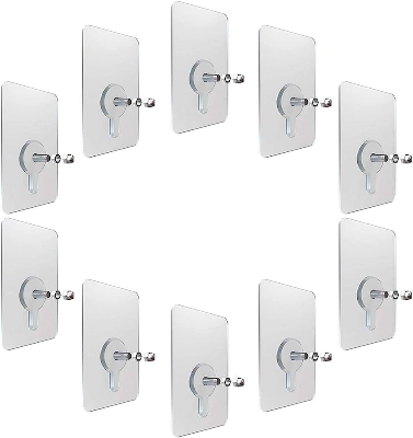 Picture of 10 pcs Strong Adhesive Seamless Sticky Wall Hook Nail Mounting Rack Screw Rod Non Marking Screw Stickers Wall Picture Hook Kits