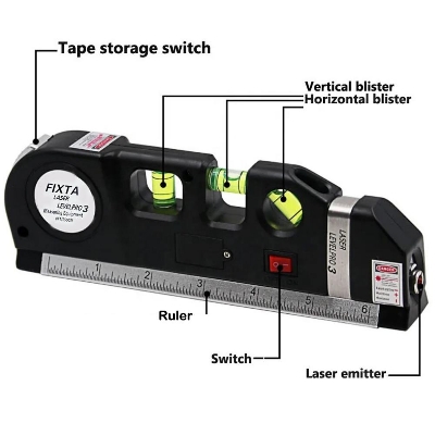 Picture of 8ft Laser Laser Level laser measure Line Measurement Tape Ruler Adjusted Standard and Metric Rulers