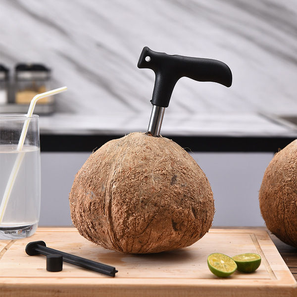 Picture of Coconut Opener Stainless Steel Drill Cutter with Cleaner Stick Coconut Tool, Set of 1, Multicolor