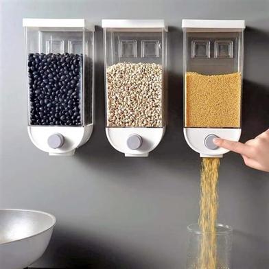 Picture of Wall Mounted Press Cereals Dispenser Grain Storage Box Dry Food Container Organizer box