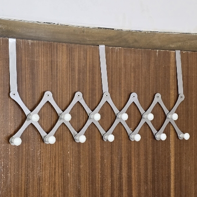 Picture of Over The Door Hook Door Hanger:Over The Door Towel Rack with 13 Coat Hooks for Hanging, Door Coat Hanger Towel Hanger Over Door Coat Rack for Towels, Clothes, Back of Bathroom