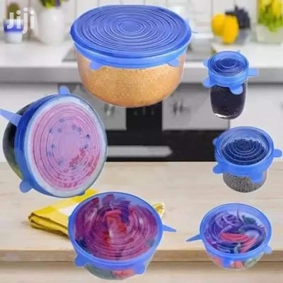 Picture of 6 Pcs Kitchen Reusable Silicone Stretch Seal Lid Preservation Vacuum Food Storage Bowl Cover