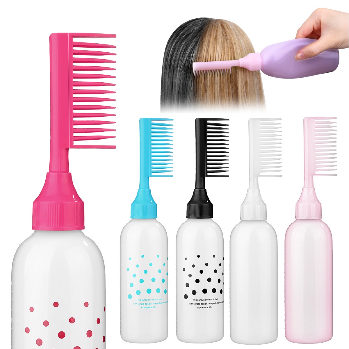 Picture of Multi-functional Hair Dyeing Treatment Oil Cream Shampoo Bottle Oil Coloring Dispensing Applicator Brush Tip Bottle