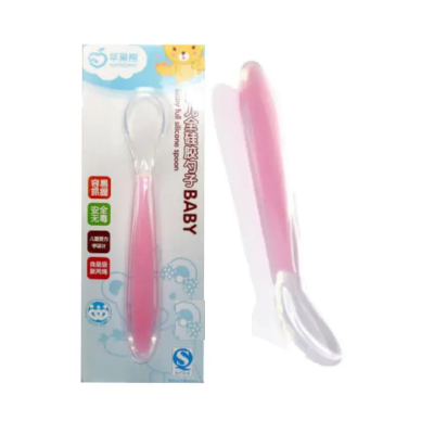Picture of Soft Food-grade Silicone Long Handle Baby Infant Learning Feeding Spoon Flatware 1pcs